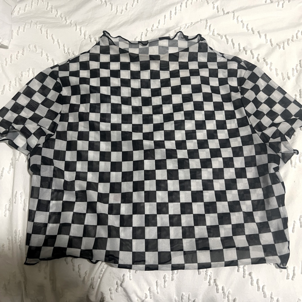 Checkered Sheer Top